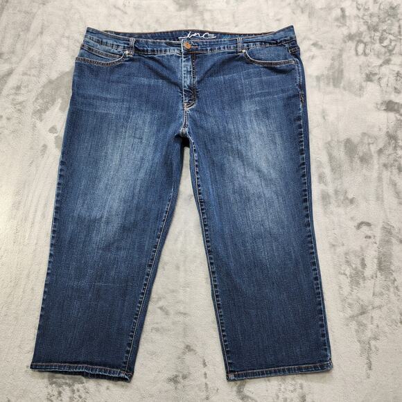 INC Denim Jeans Womens 22W Blue Slim Tech Fit Crop Skinny Leg Mid Rise Stretch - Picture 1 of 16